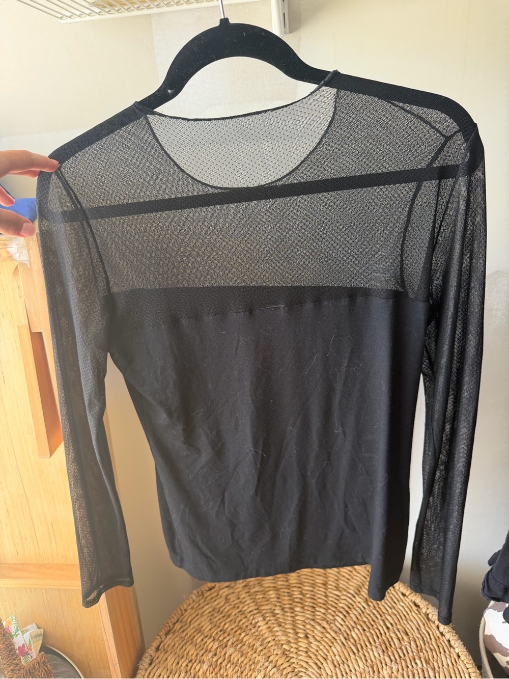 Akris Punto Black Sheer Yoke Long-Sleeve Top